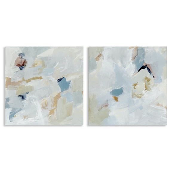 Stupell Industries Abstract Hint of Blue Clouds Abstract Painting Wrapped Canvas Art Print Wall Art, 17 x 17, Set of 2