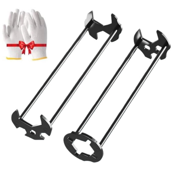 2026 Upgraded Multifunctional Sink Wrench Tool - 2Pcs Basin Wrench Set, 7-in-1 Faucet Installation and Removal Tool for Tight Spaces, Four-jaw Hex Spanner for Kitchen Bathroom Plumbing