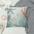thumbnail image 2 of Nawypu  Nautical Coastal Throw Pillow Covers Beach Themed Ocean Seashell Coral Starfish Couch Decorative Pillow Cases Outdoor Sofa Cushion Cover for Bedroom Living Room, Blue, 2 of 5