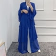 thumbnail image 2 of Miyanuby Women Muslim Dress Long Sleeve Arabian Islamic Dubai Robe Modern Middle East Prayer Belted Eid Long Dress Dark Blue S-2XL, 2 of 2