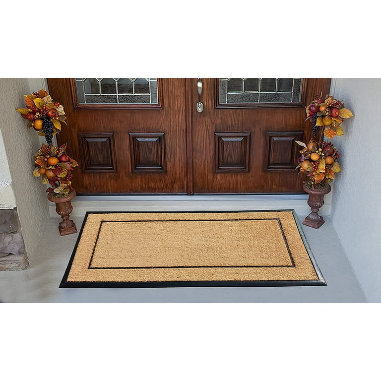 A1hc Natural Coir and Rubber Door Mat, 24x36, Thick Durable Doormats for Indoor Outdoor Entrance, Thin Profile Easy to Clean, Long Lasting, Front