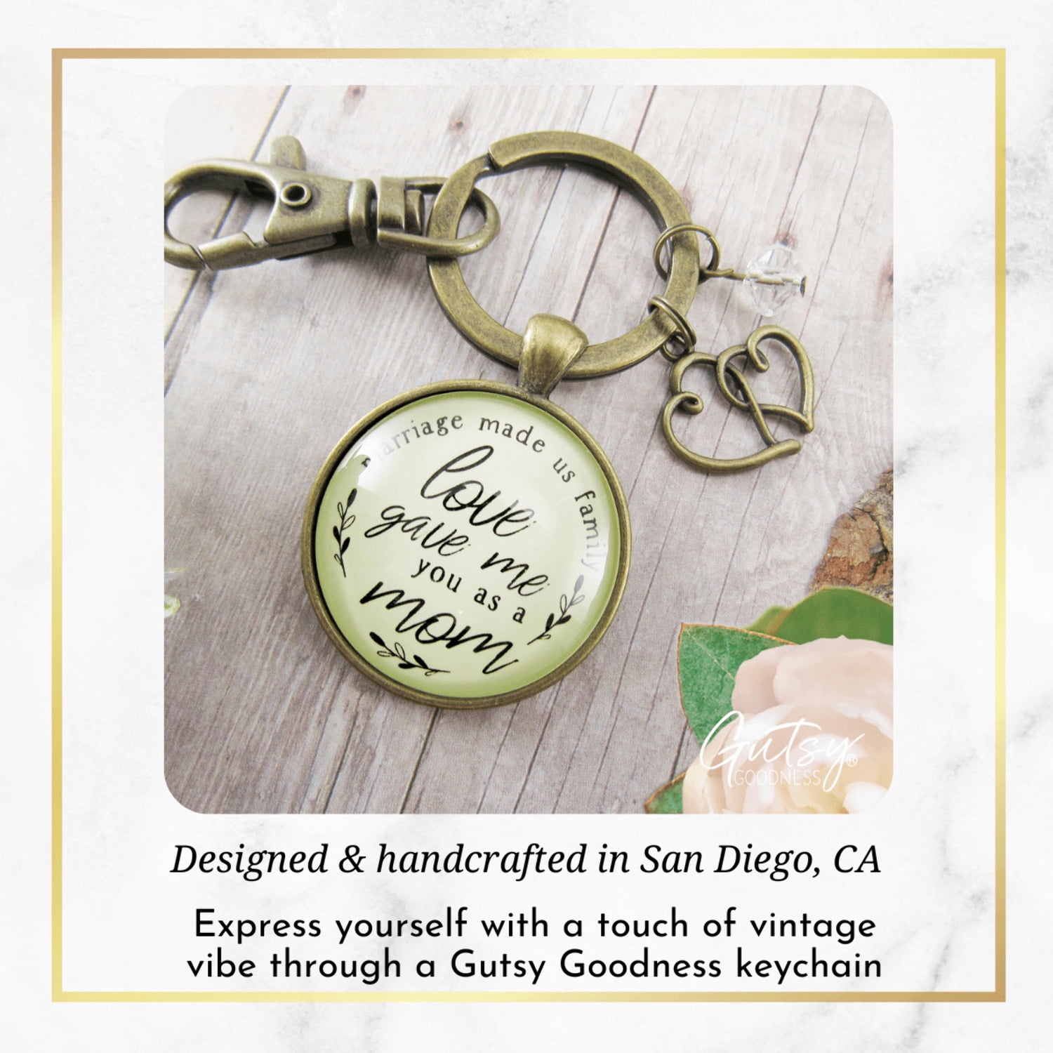 Mother In Law Gutsy Goodness Bronze Keychain Blended Family Step Mom Gift Marriage Made Us Family Adult Jewelry