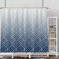 thumbnail image 2 of Navy Blue Shower Curtain Gradient Geometry Texture Pattern Shower Curtains for Bathroom Home Bathtubs Spa Hotel Decor Fabric Waterproof Decorative with Hooks 84x72 Inches Inches, 2 of 6