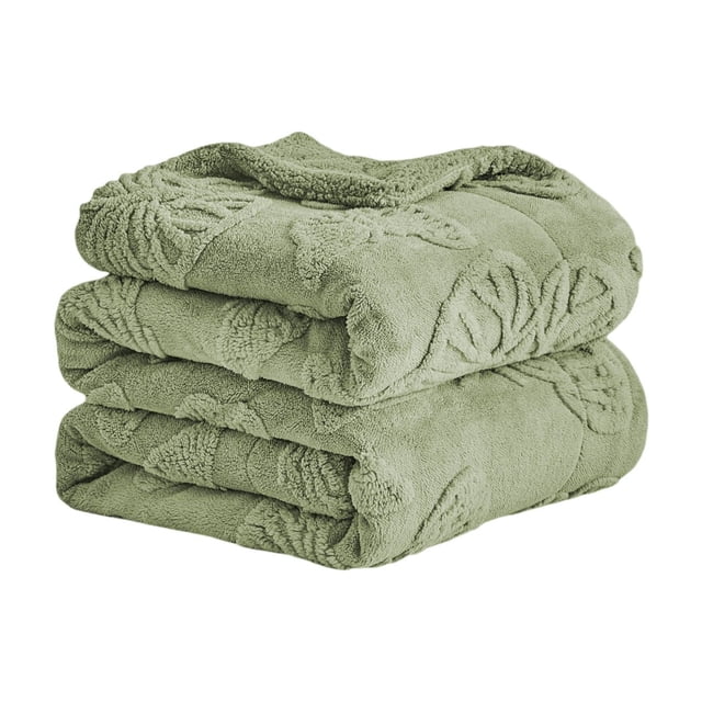Green Green Butterfly Jacquard Blanket Rolled Edges Design Double-Sided Sofa Cover Bed Throw Decorative Thermal #50vF9