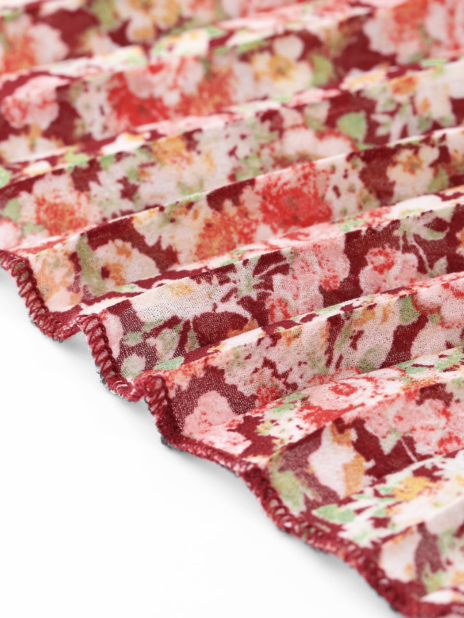DARING DIVA Women's A-Line Elastic Boho Summer Floral Print Midi Skirts S Red