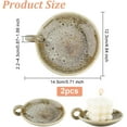 thumbnail image 2 of 2 Pcs 4.9x5.7 inch Porcelain Candle Holder Ceramic Candle Plate Holder Round Plate Candle Tray Decorative Candlestick Holder with Handle Dark Green, 2 of 6