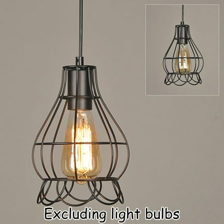 

Black Industrial Iron Pendant Lamp Shade Light Bulb Cage Lighting Fixtures