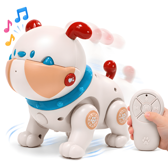 Interactive Robot Dog Toy for Kids, Remote Control Electronic Puppy with Touch Sensor, Record & Repeat Voice, Walking Barking Singing Dancing Robot Pet, Gift for Boys Girls Ages 3