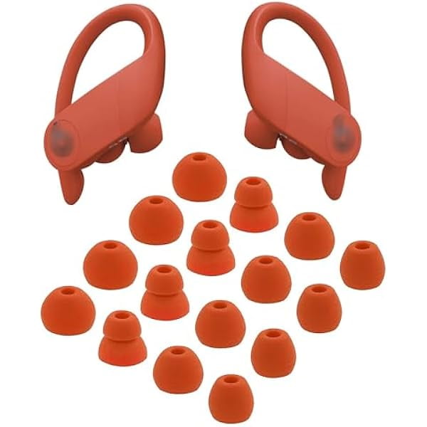 wonima02 Replacement Ear Tips for Powerbeats Pro Headphone, 8 Pairs S/M/L/D 4 Sizes Soft Silicone Earbud Tips, Fit for Powerbeats Pro (Lava Red)