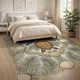 thumbnail image 3 of ODIKA 8'x10' Washable Area Rug Seashell Scroll Frame Nautical Ocean Wave Border Turtle Motif Refined Structured for Dining Room, Large Office, Lounge, Non-Slip Chair-Friendly Mat, 3 of 7