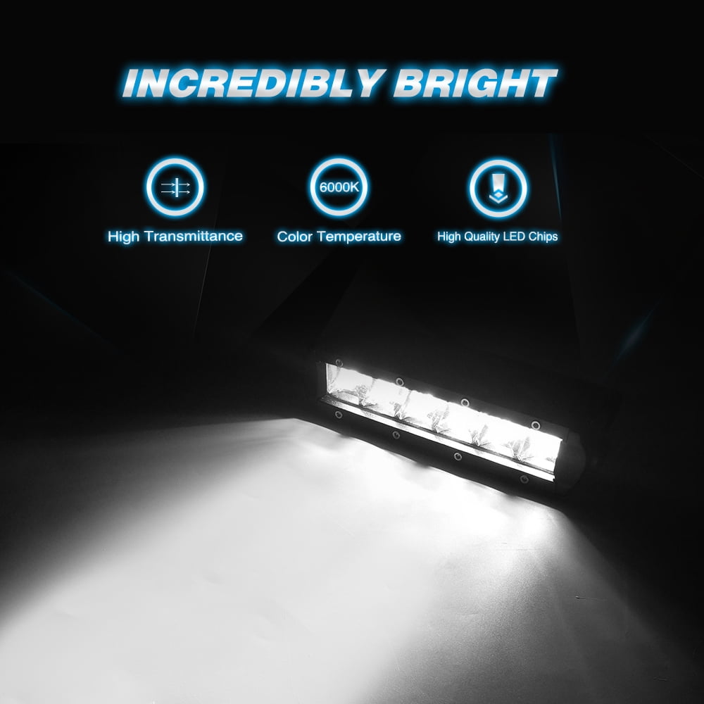 Led Light Bar Nilight Super Slim 2PCS 7 Inch 30W Spot Driving Fog Light Single Row Off Road led Lights for Jeep - 2 Style Mounting Brackets, 2 years Warranty