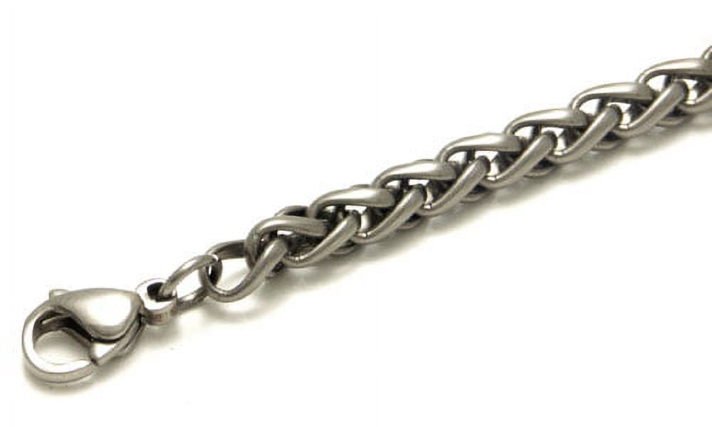 Titanium Kay Solid Titanium 4MM Wheat Matte Finish Chrome Color Gray Color Men's Link Bracelet 8"