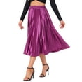 thumbnail image 4 of INSPIRE CHIC Women's Skirts Metallic Elastic Waist Midi Pleated Party Skirt S Mauve, 4 of 6