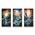thumbnail image 2 of Designart "Orange Blue Iceberg Arctic Majesty Papercut I" Nautical & Beach Framed Wall Art Set Of 3 - Orange Iceberg Frame Canvas Set For Living Room Decor, 2 of 7