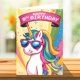 thumbnail image 3 of Tarjeta de Cumpleaños Stuff4 5to Unicornio con Gafas de Sol A5, 3 of 7