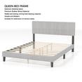 thumbnail image 4 of bedroom Bed Frame Full Size Bed Frame With Linen Headboard And Metal Legs Solid Wood Slats Mattress Platform For Bedroom Beige, 4 of 6