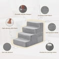 thumbnail image 3 of Dog Stairs for Bed 18''H, 4-Step Pet Stairs for Small Dogs & Cats, Sturdy Pet Steps with Non-Slip Bottom, Functional Portable Dog Ramp for Couch/Chair/Sofa/Car, Storage Pocket, Light Grey, 3 of 14
