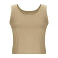 thumbnail image 6 of Cotton Linen Crop Tops Womens Loose Fit Crewneck Sleeveless Tank Top Workout Casual Summer Tee Solid Color (M, Khaki), 6 of 7