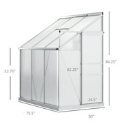 Beyamis Green House Aluminum Lean-to Walk-In Polycarbonate Greenhouse - 6 x 4, Adjustable Roof Vent, Rain Gutter, Sliding Door, Clear, Winter-Resistant Space-Saver