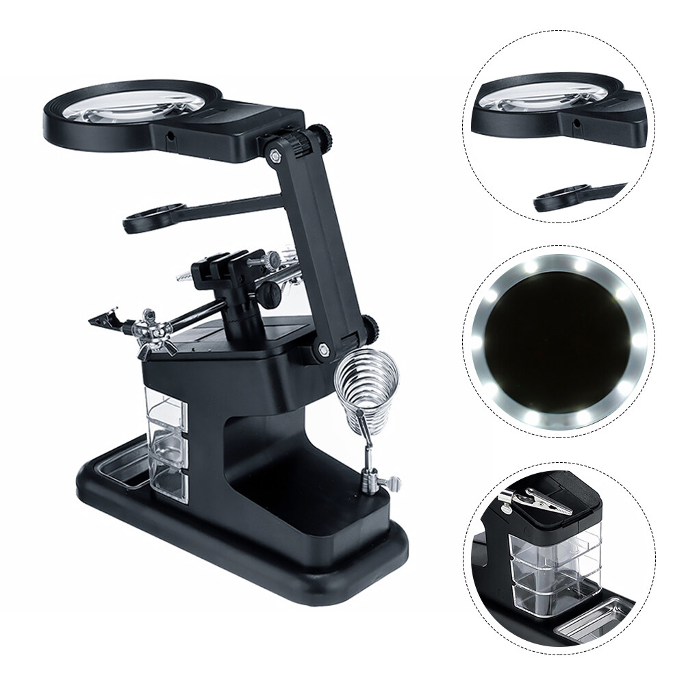 Stri 10 LED Light Magnifier Station Magnifying Glass Helping Hand ...