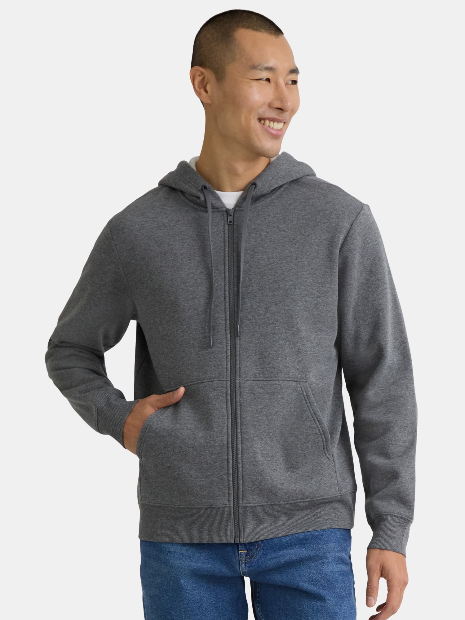 Athletic Works Men's and Big Men's Zip Up Fleece Hoodie Sweatshirt, Sizes S-5XLT