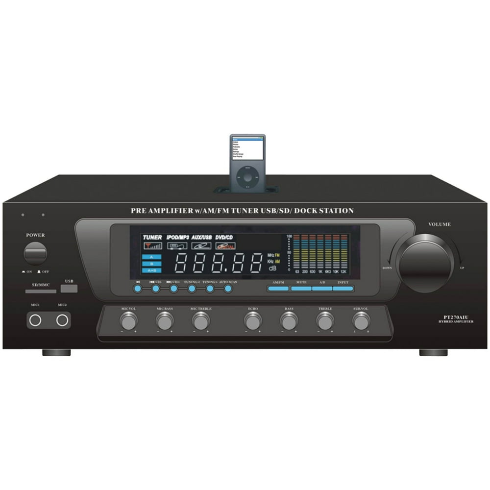 Pyle Home Pt270aiu 30watt Stereo Am/fm Receiver With Dock For