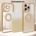thumbnail image 3 of for iPhone 15 Pro Max Bling Case Women Girls Luxury Gradient Glitter Diamond Case Sparkle Rhinestone Camera Lens Protection Soft Silicone Shockproof Cover for iPhone 15 Pro Max 6.7 inch, Gold, 3 of 6