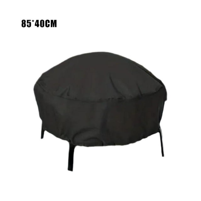 Housse de Foyer Ronde 33,5 P x 15,8 H Imperméable et Résistante aux UV en Tissu Oxford avec Revêtement en PVC Robuste, Résistante aux Déchirures, Protecteur de Gril Antipoussière pour Foyer de Patio Extérieur (Noir)