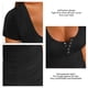 thumbnail image 5 of Top de medio botón para mujer, suave, agradable a la piel, transpirable, manga corta, tops casuales para uso diario, negro XL, 5 of 6
