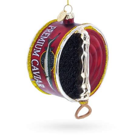 Premium Caviar Tin Glass Christmas Ornament