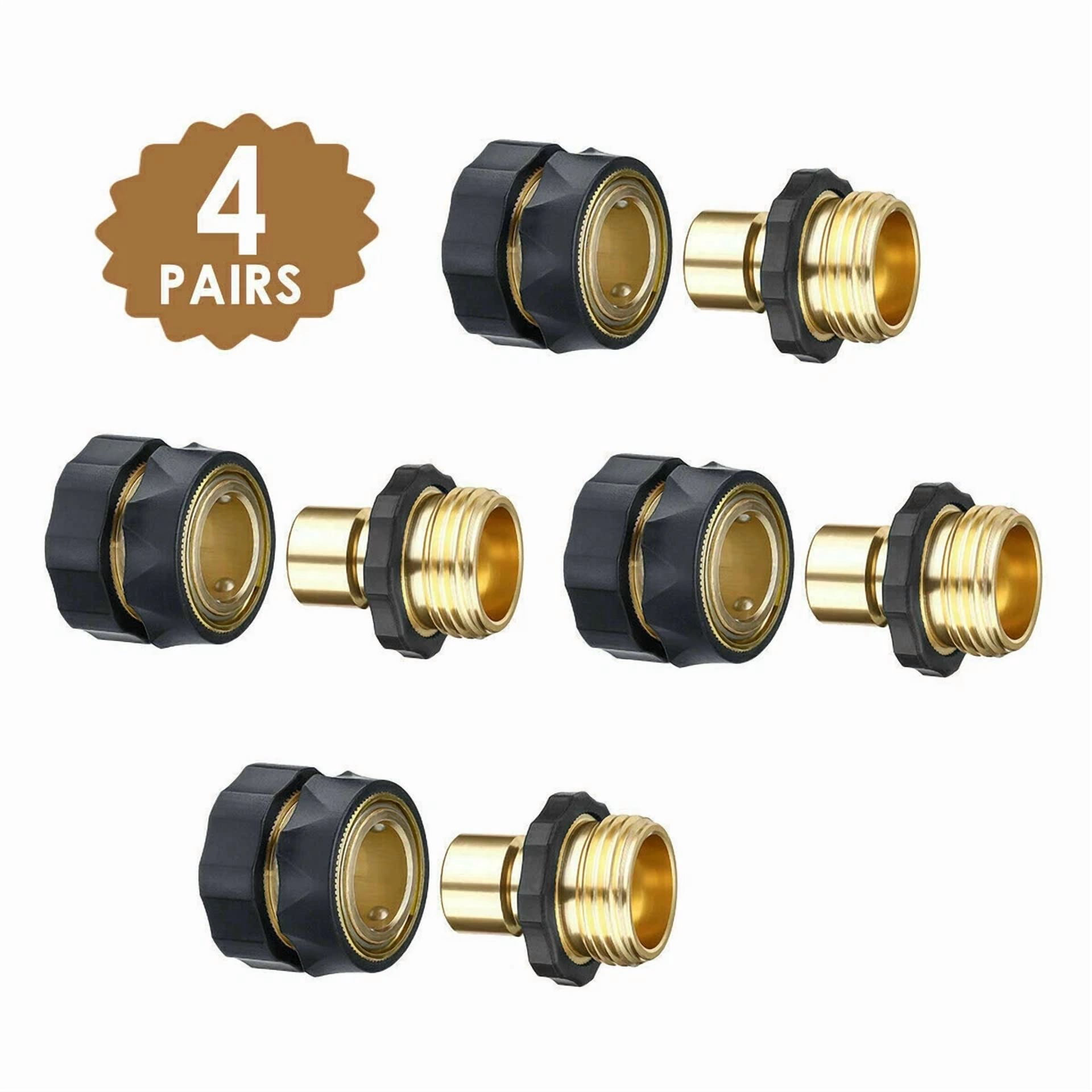 KNACK - 3/4' Garden Hose Quick Connect Female Male Connector Aluminum Set 4 Pairs