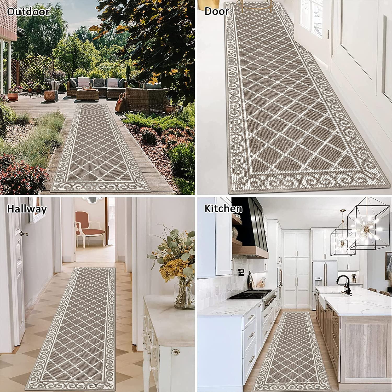 Yamaziot 2'x10' Hallway Runner Rug Washable Kitchen Floor Runners for Hallway Non Skid Entryway Runner Mat Low Profile Inside Doormat Door Rugs for Laundry Room