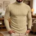 thumbnail image 4 of Men's Stretch Muscle Tshirts Turtleneck Long Sleeve Knit Tees Casual Slim Fit Basic Shirt Tops Business Casual Workwear, 4 of 9