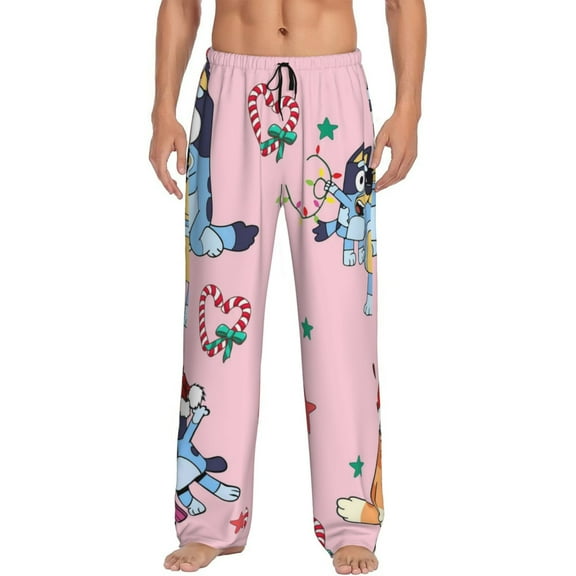 Zofaai Bluey Pattern Men's Trousers, Elastic Waistband with Pockets, Pajama Pants, Home Wear-Small