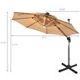 thumbnail image 2 of Gymax 10Ft Outdoor Solar Lighted Cantilever Umbrella w/ USB Cable Beige, 2 of 6