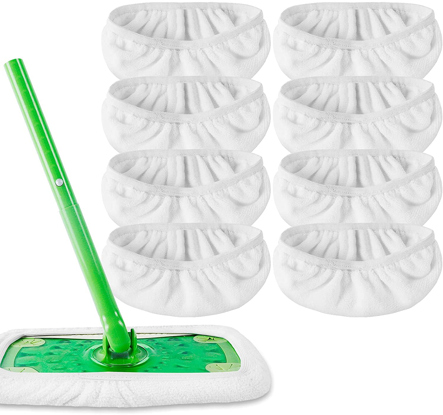 KEEPOW Reusable Mop Pads Compatible with Swiffer Sweeper Mop 8 Pack White Mop is Not Included Washable Mop Refills for Wet and Dry Use 