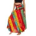 thumbnail image 5 of Lu's Chic Women's Long Boho Skirts Bohemian Hippie Skirts Summer Travel Beach Flowy Gypsy Maxi Long Skirts Pleated Halter Midi Dresses Smocked Elastic High Waist Tie Dye Bright Orange Small-X-Large, 5 of 5