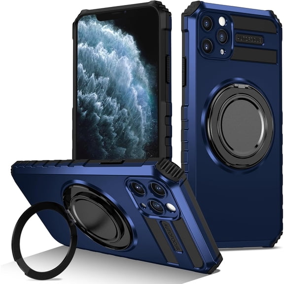Rotating Magnetic Suction Protective Case for iPhone 11 Pro Max, Mobile Phone Holder [Support Car Mount] Shockproof Protective Phone Cover Cases, Royal Blue
