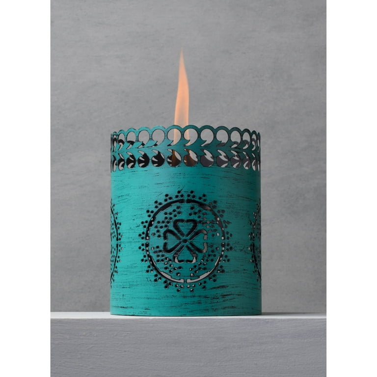 TIKI Brand 6-inch Clean Burn FlameShield Tabletop Torch Lantern Teal - 1116091 TIKI Brand 6-inch Clean Burn FlameShield Tabletop Torch Lantern Teal - 1116091
