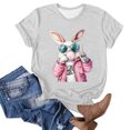 thumbnail image 4 of lcziwo Sales for Today on Walmart Happy Easter Shirts for Women Novelty Graphic Tee Tops 2025 Summer Casual Round Neck Short Sleeve T-Shirt Vacation Outfits Gray XL, 4 of 5