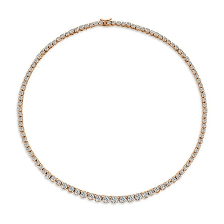 Bling Jewelry Womens Bridal Graduated CZ Round Statement Tennis Necklace Collar Rose Gold Plated