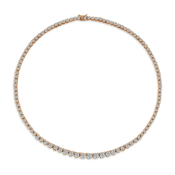 Bling Jewelry Womens Bridal Graduated CZ Round Statement Tennis Necklace Collar Rose Gold Plated