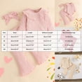 thumbnail image 3 of NOLDARES Baby Girl Newborn Clothes 3Pcs Set Long Sleeve Romper Flared Pants Headband Fall Winter Cute Outfits,Beige,18-24 M, 3 of 4