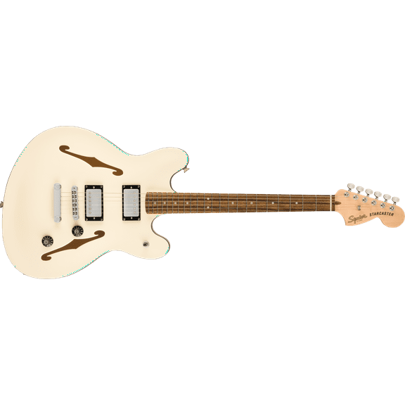 Squier Affinity Starcaster Deluxe Semi-Hollow Electric Guitar, Laurel Fingerboard, Olympic White