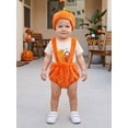 thumbnail image 3 of RUINIXCW Baby Boy Halloween Outfit Short Sleeve Romper Furry Suspender Shorts Hat, 3 of 8