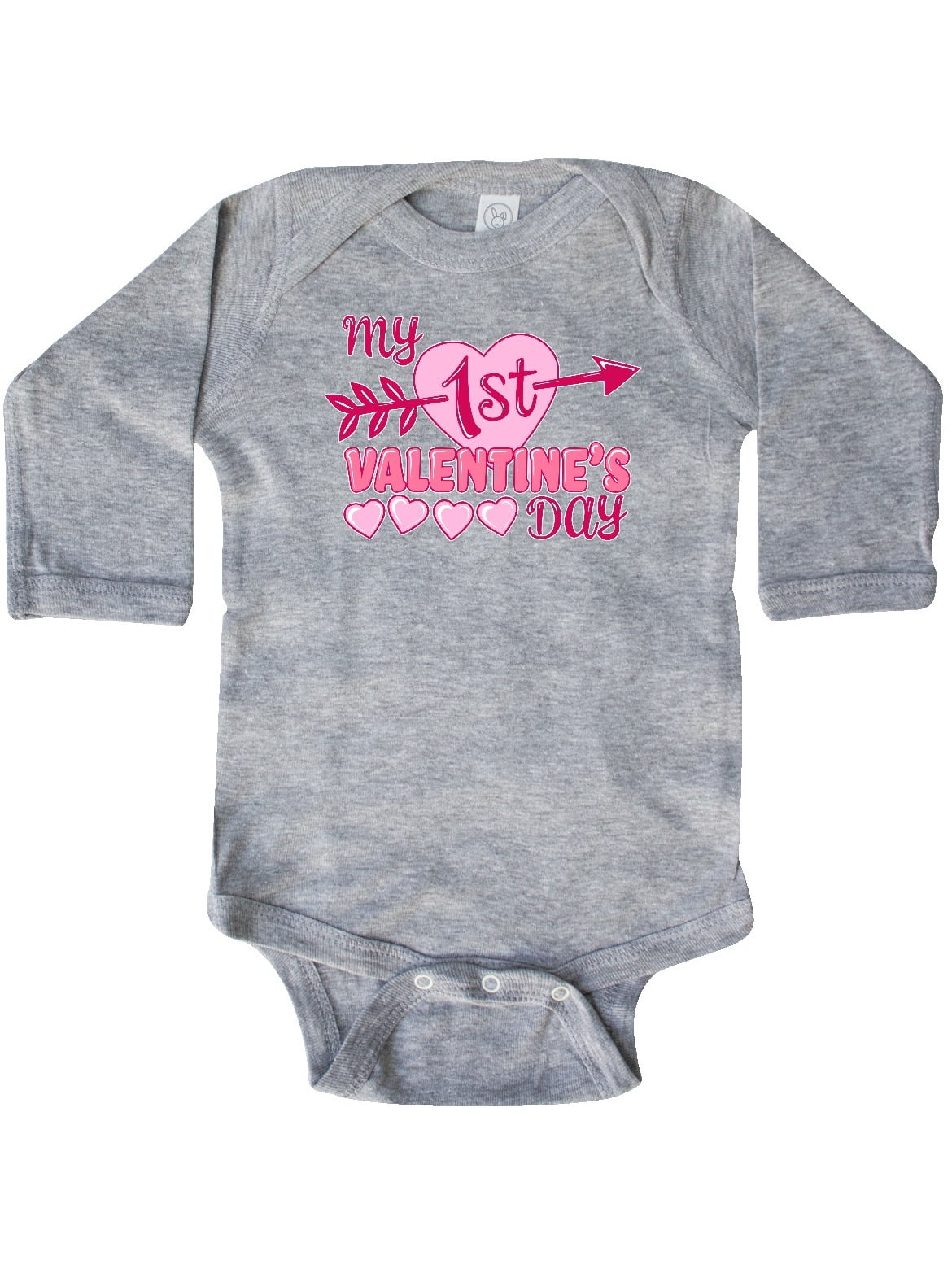 inktastic Pink Valentines Day Heart Long Sleeve Creeper inktastic Pink Valentines Day Heart Long Sleeve Creeper