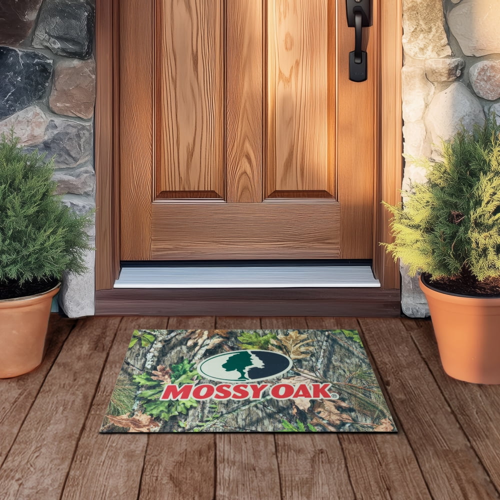 Mossy Oak Obsession Rubber Indoor Outdoor Waterproof Non-Slip Camo Doormat, Olive, 18" x 30"