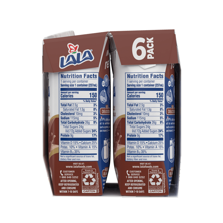 LALA Low Fat Shelf-Stable Milk Drink, Chocolate, 8.25 oz Carton
