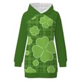 thumbnail image 3 of Brilliant St. Patrick's Day Dress Fashion Women Clover Print Pullover Pocket Hooded Long Sleeve Loose Dress Spring Dresses 2024(Green,XXL), 3 of 4