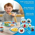 thumbnail image 3 of Bentology 5 Pc Mealtime Set for Kids & Toddlers, Train Theme-Includes Divided Plate, Bowl, Fork & Spoon - Dishwasher Safe, Durable, BPA Free-Cute Compartment Dish to Put Food in 4 Sections for Easy, 3 of 5
